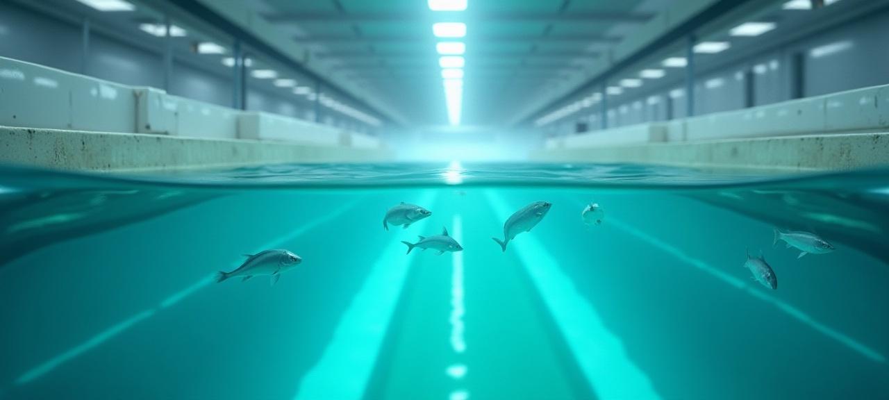 Tanques interiores de la piscifactoría de Acuícola del Atlántico